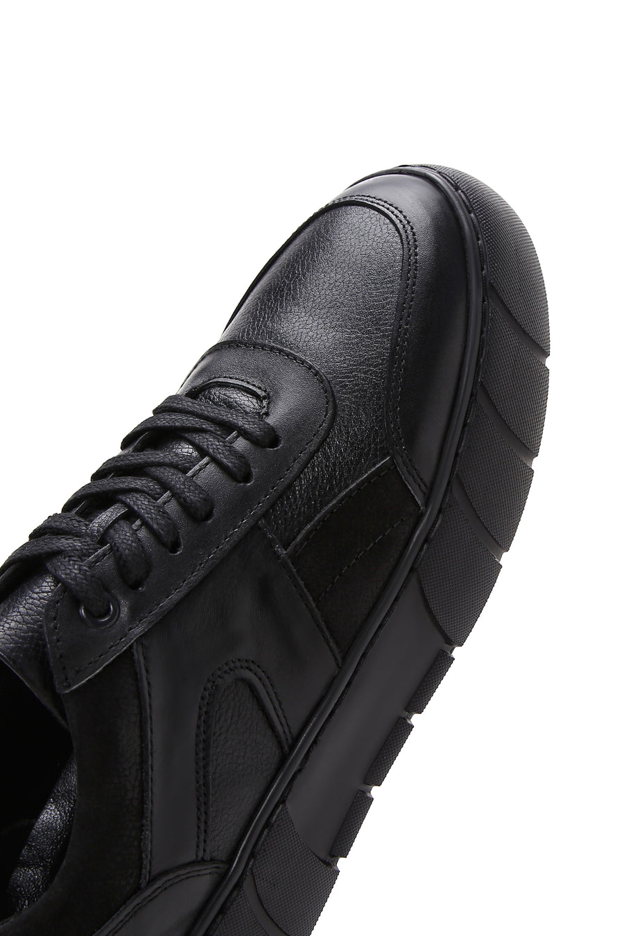 Erkek Siyah Deri Kalın Tabanlı Sneaker