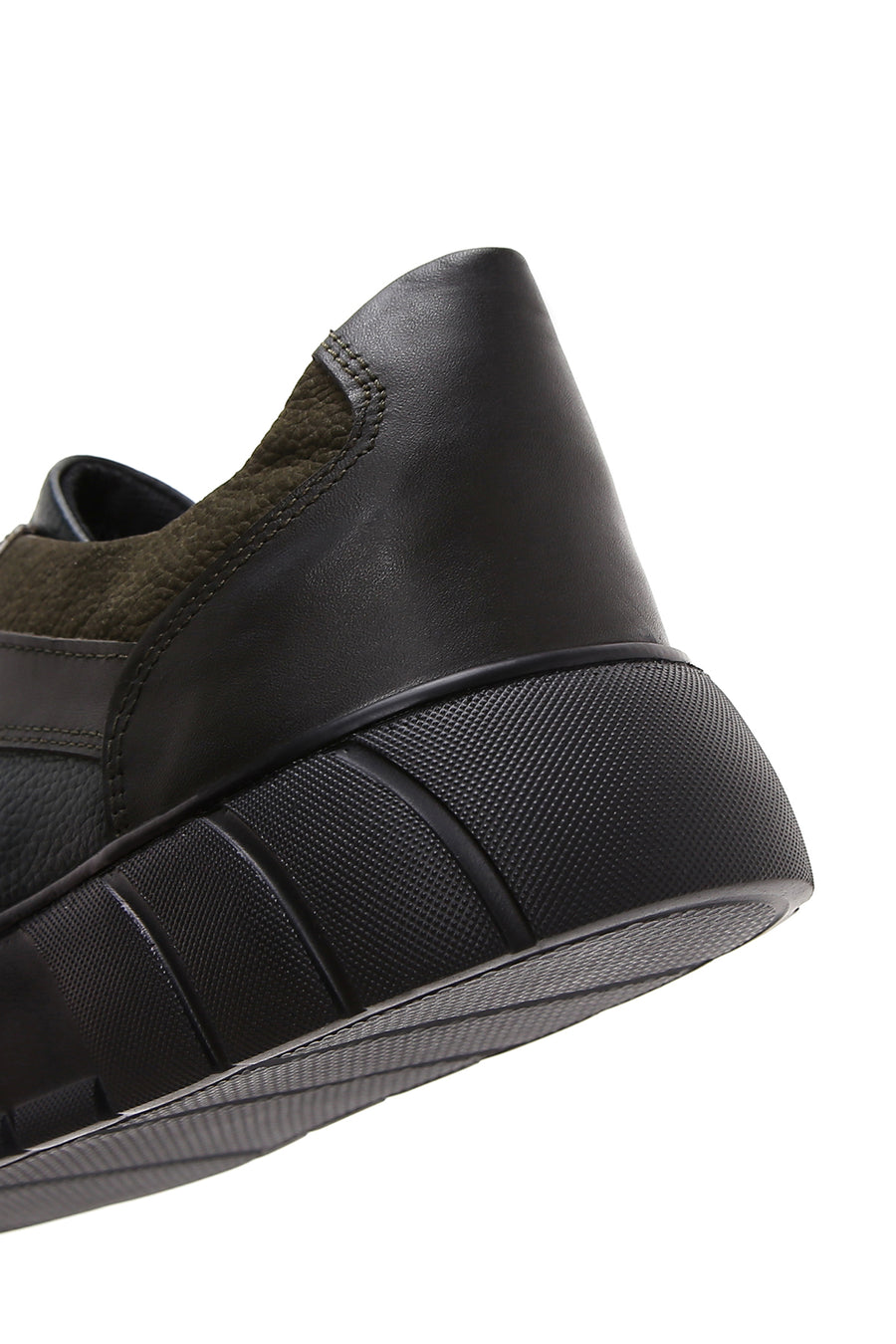 Erkek Yeşil Deri Kalın Tabanlı Sneaker