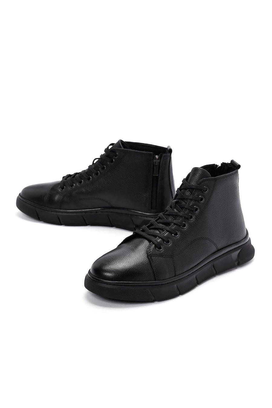 Erkek Siyah Deri Bilekli Sneaker