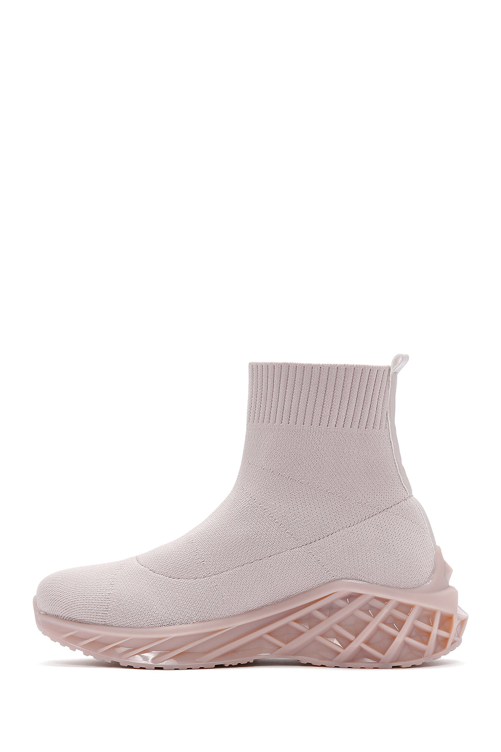 Kadın Bej Kalın Tabanlı Bilekli Sneaker