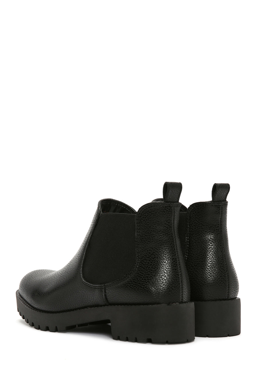 Women's Black Leather Casual Short Chelsea Boots