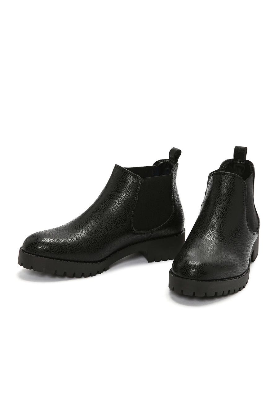 Women's Black Leather Casual Short Chelsea Boots