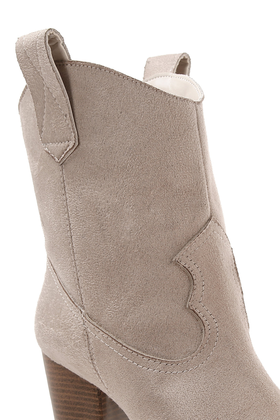 Women's Beige Suede Heeled Cowboy Boots