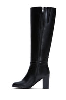 Women's Black Zippered Buckle Heeled Boots | Derimod