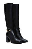 Women's Black Zippered Buckle Heeled Boots | Derimod