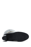 Women's Black Zippered Buckle Heeled Boots | Derimod