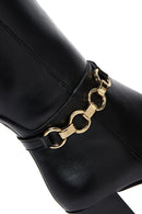 Women's Black Zippered Buckle Heeled Boots | Derimod