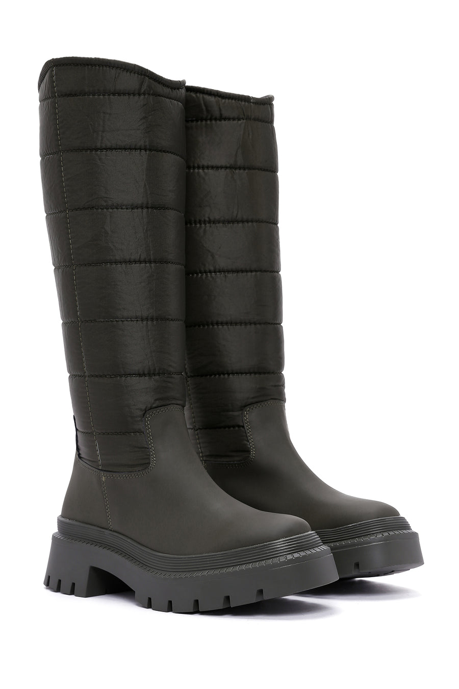 Women's Khaki Thick Soled Casual Boots