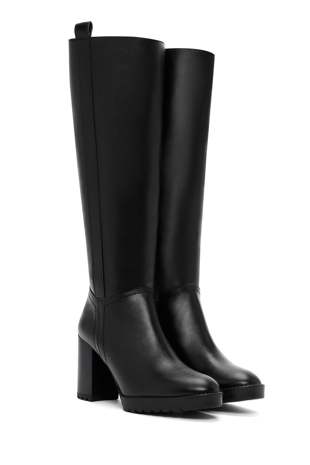 Kadın Siyah Kalın Topuklu Fermuarlı Çizme