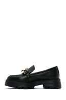 Women's Black Buckle Masculine Loafer | Derimod