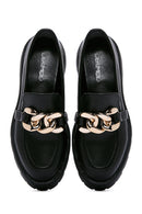 Women's Black Buckle Masculine Loafer | Derimod