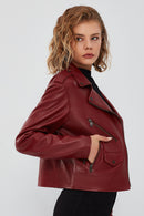New Look Women's Burgundy Biker Jacket | Derimod