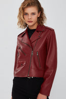 New Look Women's Burgundy Biker Jacket | Derimod
