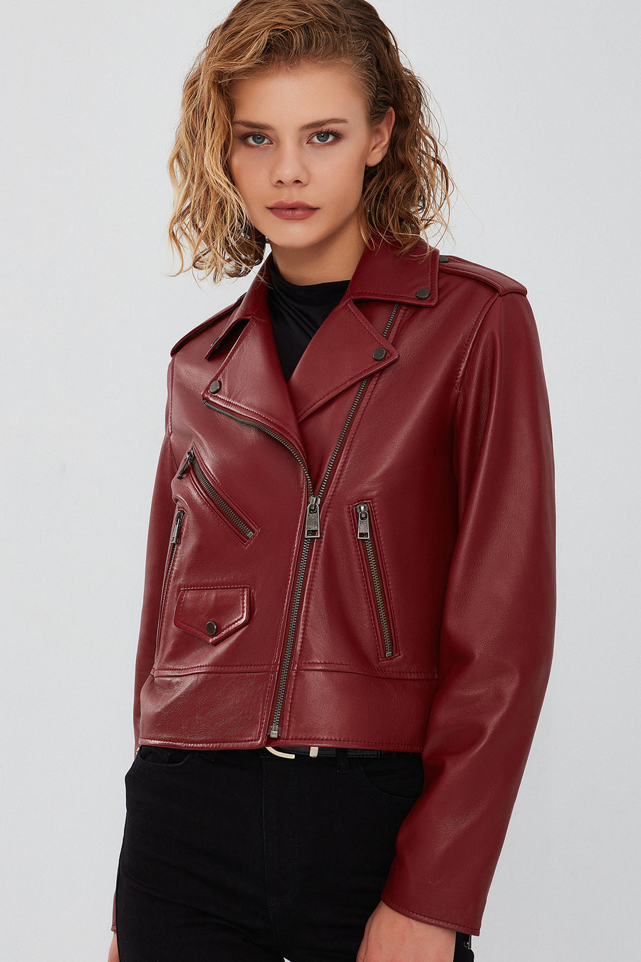 New Look Women's Burgundy Biker Jacket