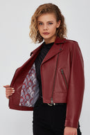 New Look Women's Burgundy Biker Jacket | Derimod