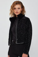 Ida Women's Black Double Sided Fur Short Leather Jacket | Derimod