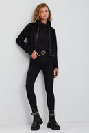 Ida Women's Black Double Sided Fur Short Leather Jacket | Derimod