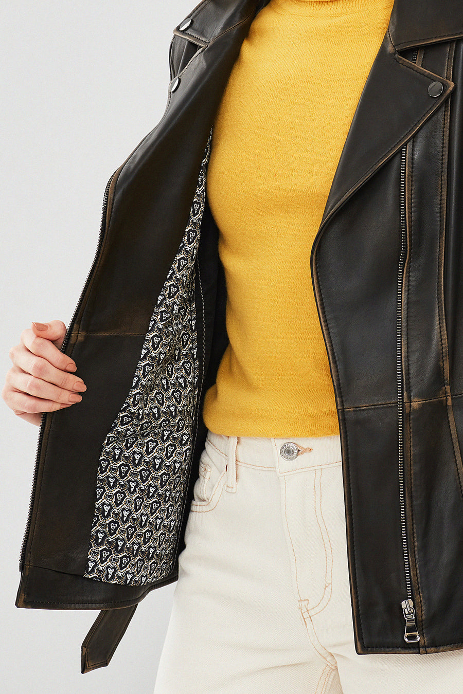 Mayfair Women's Brown Vintage Long Biker Leather Jacket