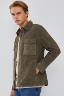 Navas Men's Mink Shirt Style Suede Leather Jacket | Derimod