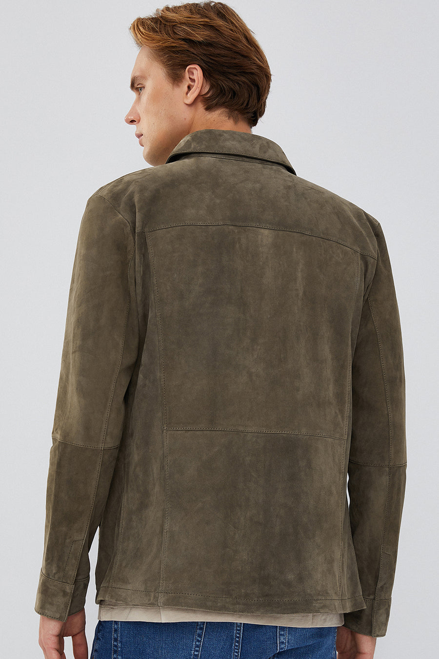 Navas Men's Mink Shirt Style Suede Leather Jacket
