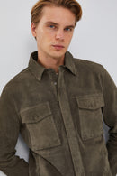 Navas Men's Mink Shirt Style Suede Leather Jacket | Derimod