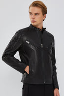 Lillard Men's Black Slim-Fit Sports Leather Coat | Derimod