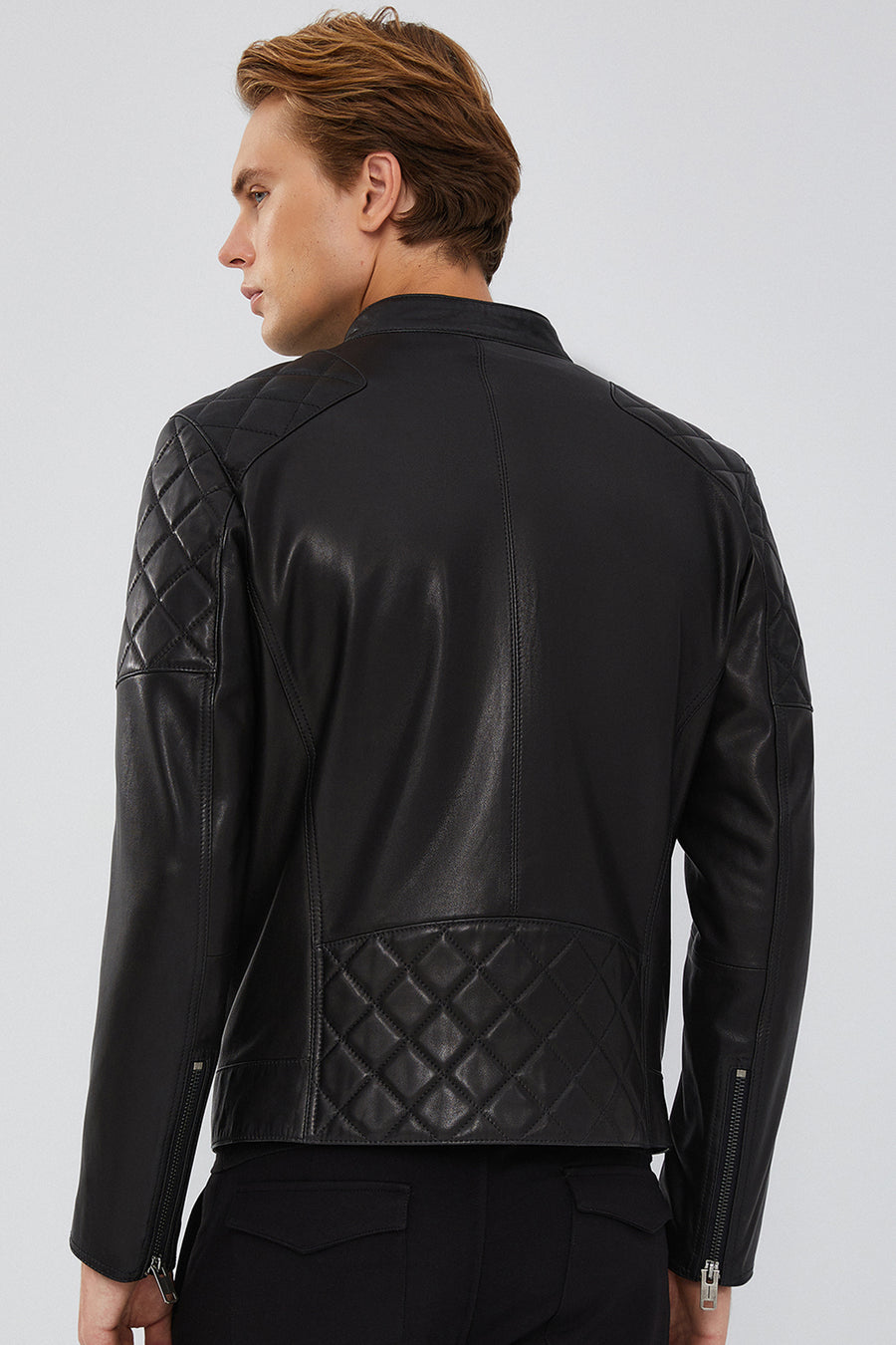 Lillard Men's Black Slim-Fit Sports Leather Coat