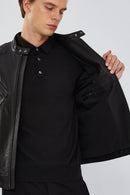 Lillard Men's Black Slim-Fit Sports Leather Coat | Derimod