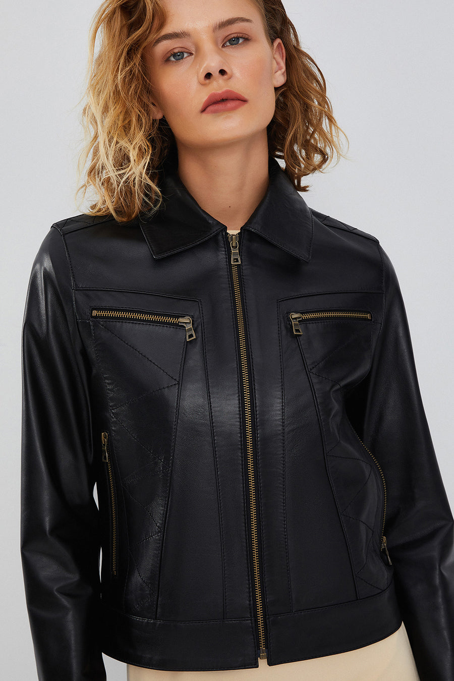 Hera Women's Black Short Leather Jacket