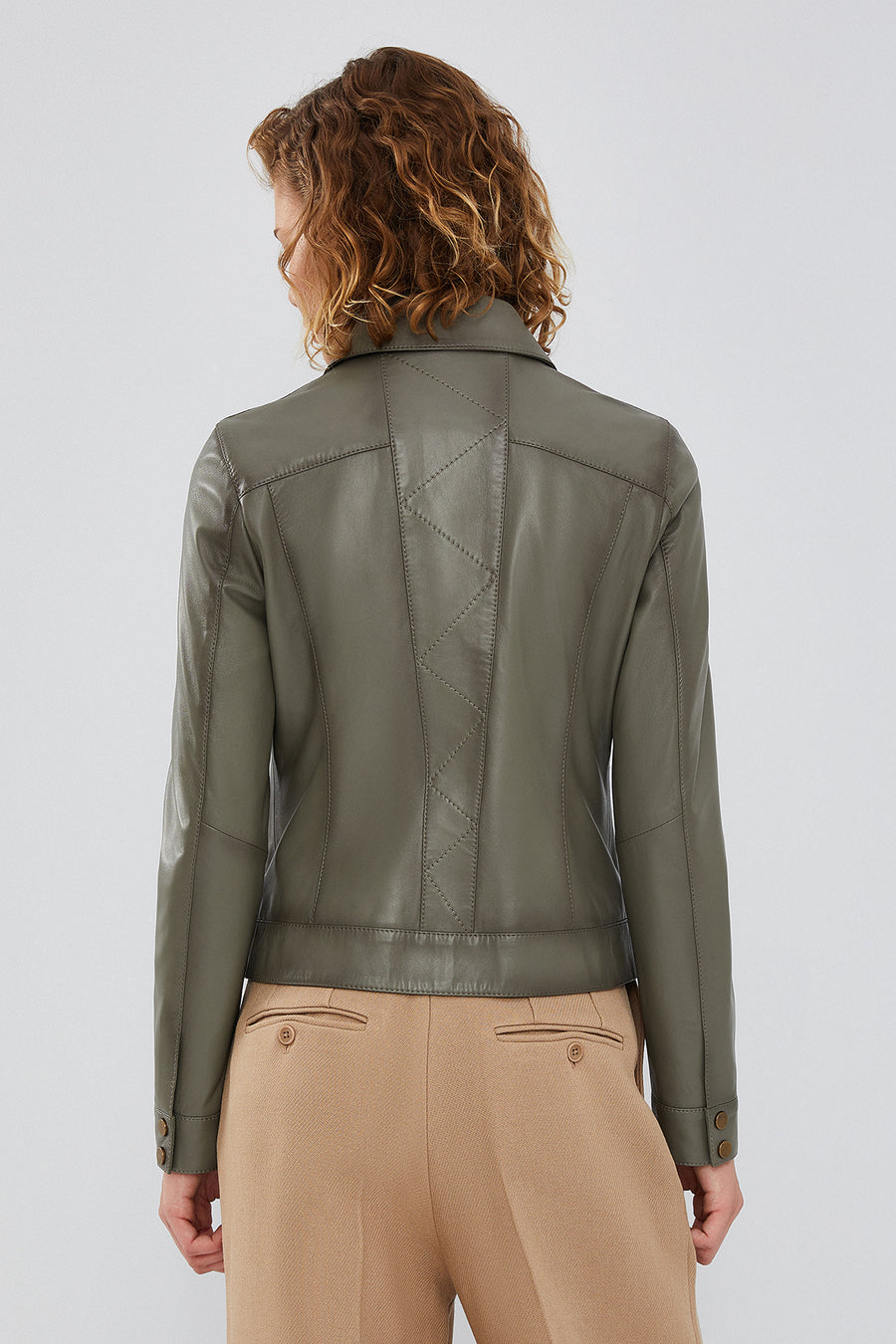 Hera Women's Green Short Leather Jacket