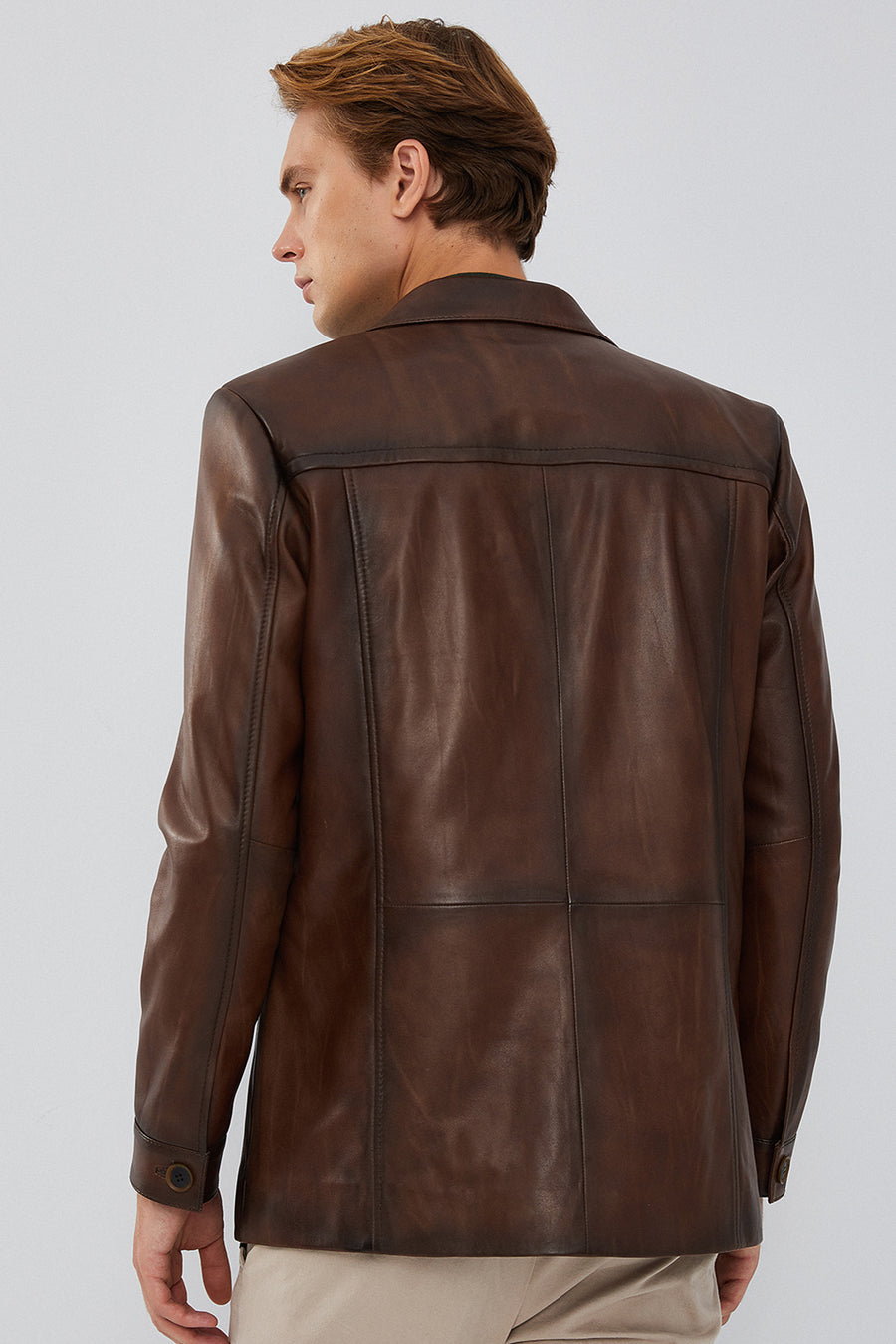 Bernard Erkek Kahverengi Blazer Deri Ceket