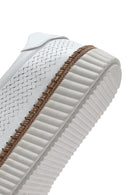 Woman White Lace-Up Leather Sneaker | Derimod