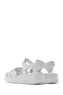 Women's White Ankle Strap Thick Soled Leather Comfort Sandals | Derimod