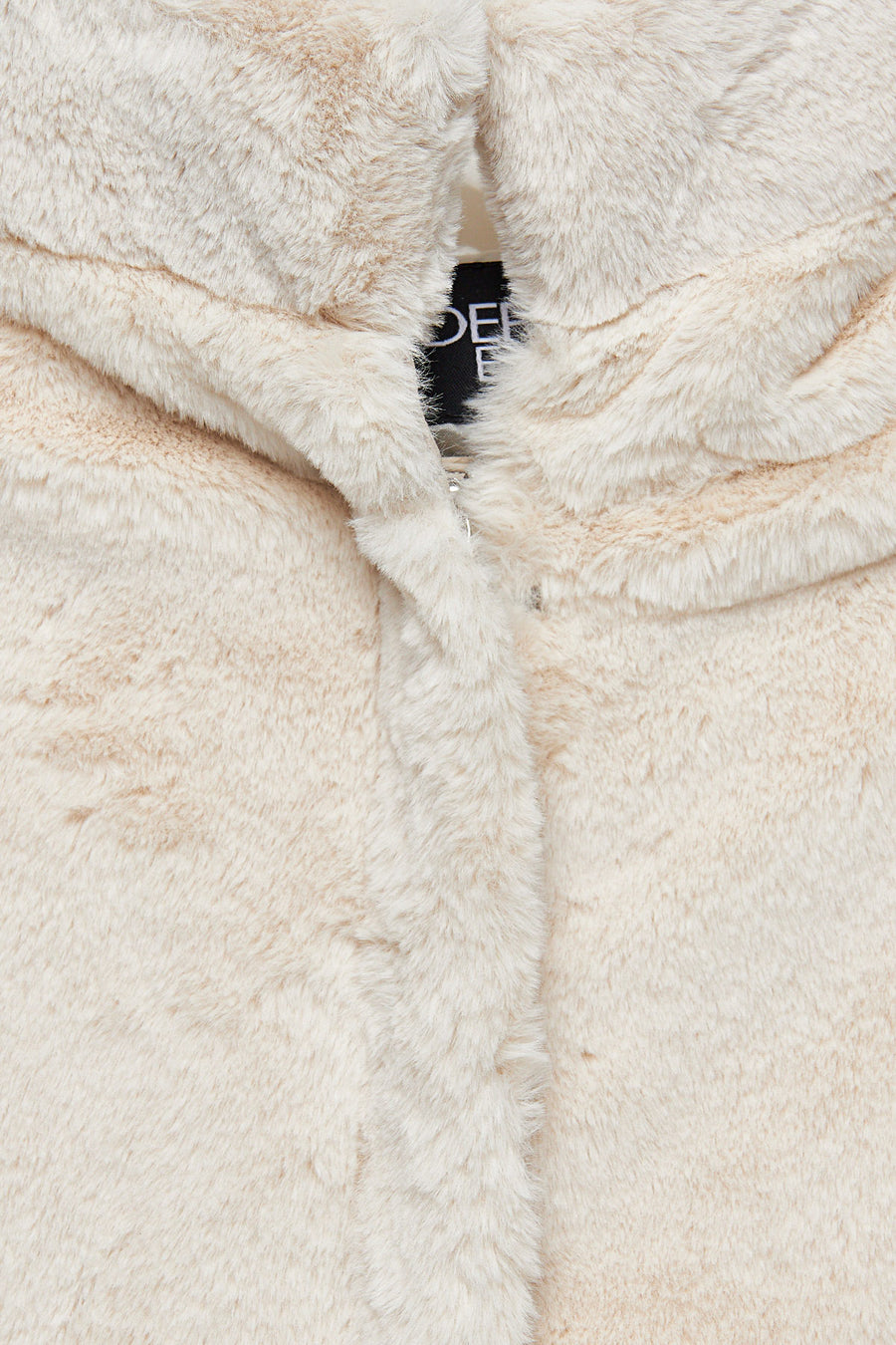 Virginia Kadın Bej Kapüşonlu Teddy Deri Kaban