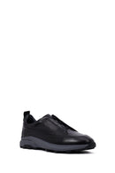 Men's Black Thick Sole Leather Casual Sneakers | Derimod