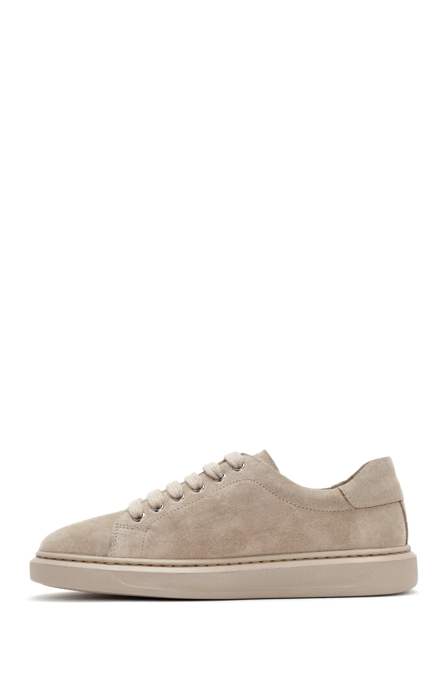 Women's Beige Lace-Up Suede Leather Sneaker