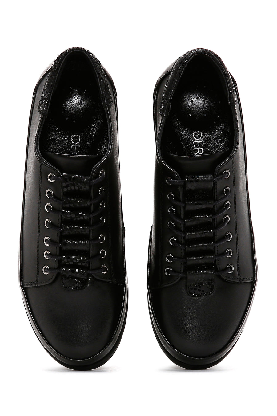 Women's Black Leather Comfort Casual Shoes
