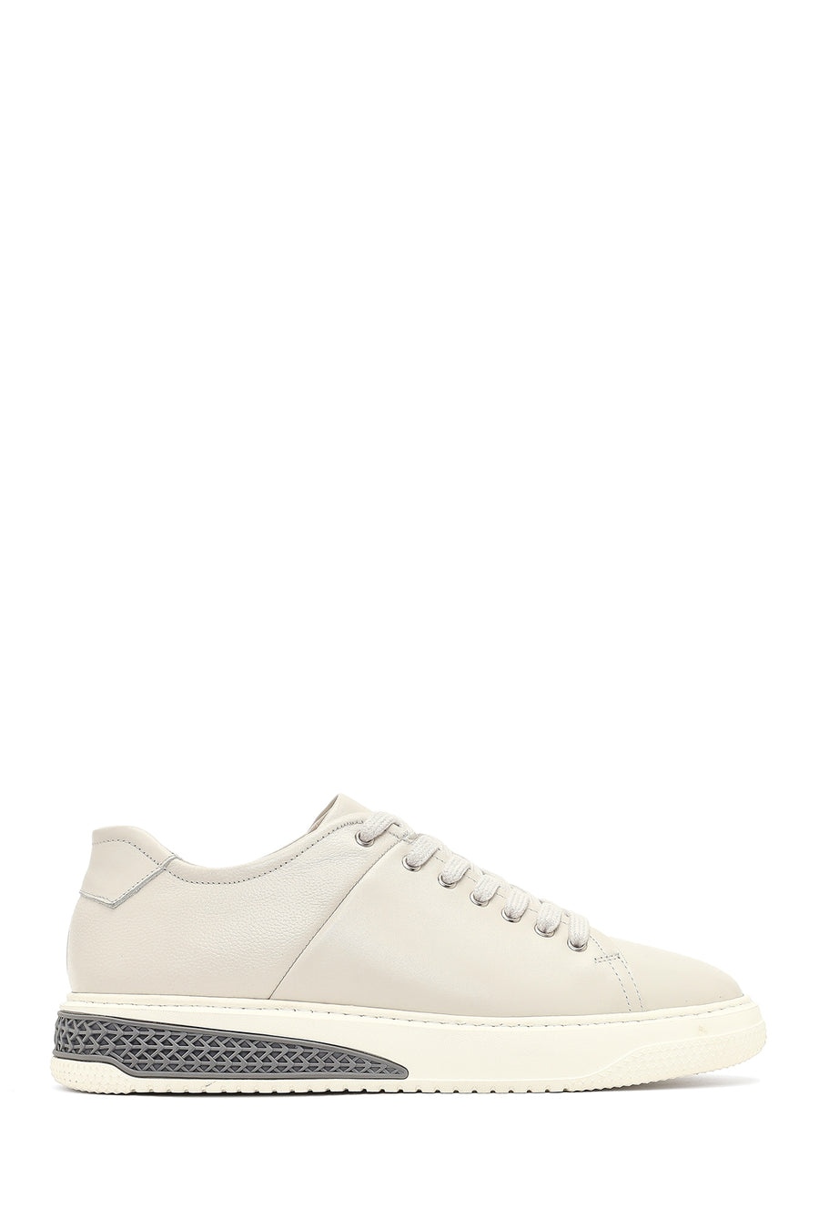 Erkek Beyaz Bağcıklı Kalın Tabanlı Deri Sneaker 25WFD631118 | Derimod