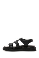Women's Black Leather Comfort Sandals | Derimod