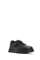 Erkek Siyah Bağcıklı Deri Casual Sneaker | Derimod