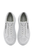 Women's White Thick-Soled Side Zipper Lace-Up Leather Sneakers | Derimod