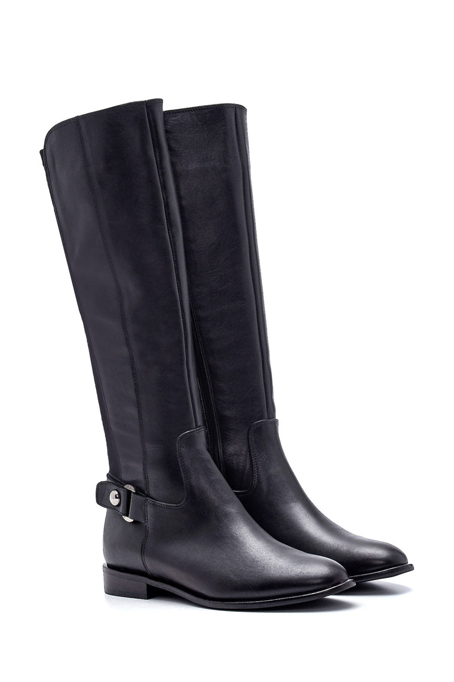 Women's Leather Buckle Detailed Boots