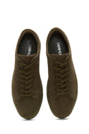 Men's Khaki Leather Suede Sneaker | Derimod