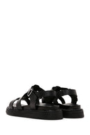 Women's Black Leather Comfort Sandals | Derimod