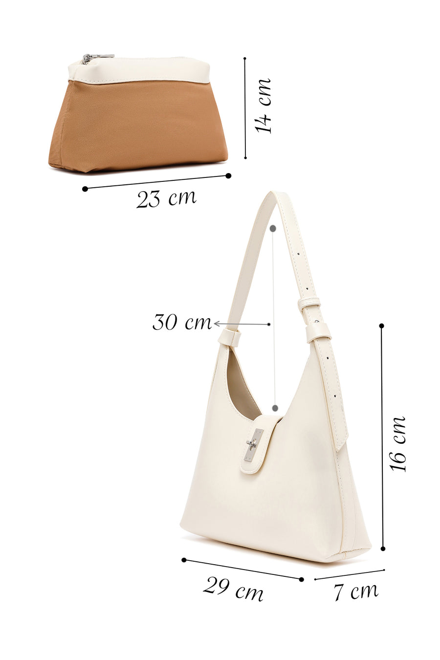 Women's Cream Classic Shoulder Bag