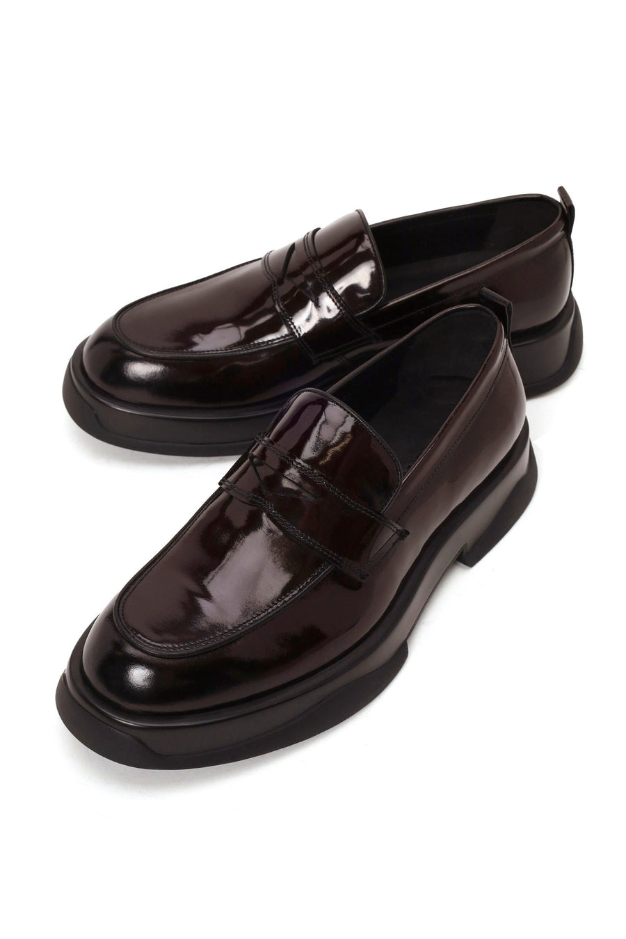 Erkek Bordo Kalın Tabanlı Deri Loafer