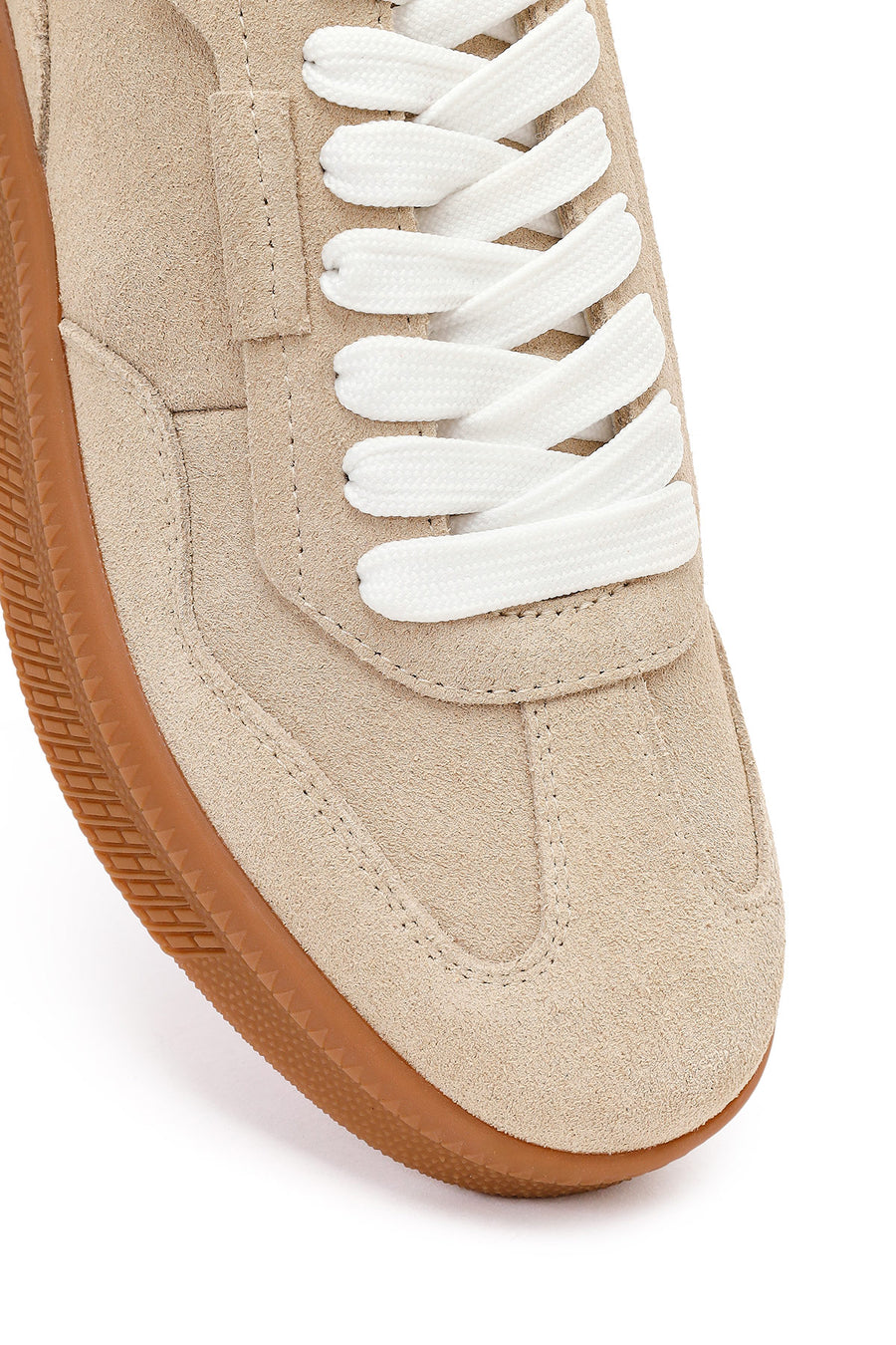 Kadın Bej Bağcıklı Süet Deri Sneaker