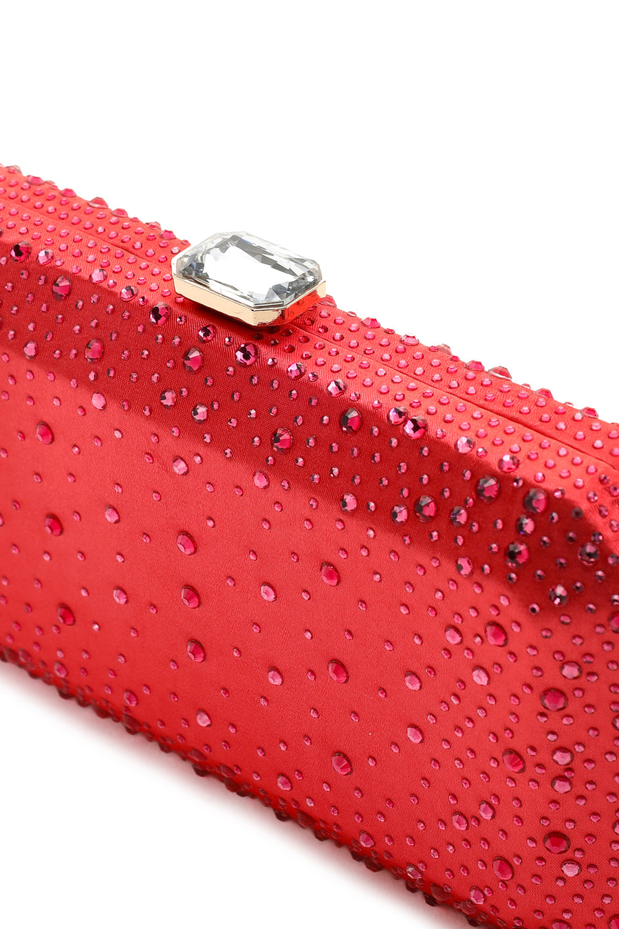 Women's Orange Long Chain Strap Stoned Clutch Bag