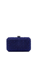 Women's Blue Long Chain Strap Stoned Clutch Bag | Derimod
