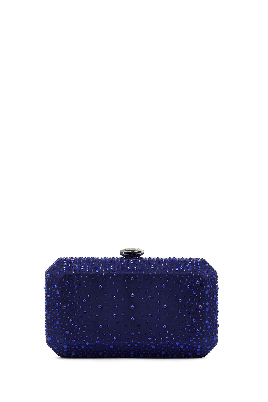 Women's Blue Long Chain Strap Stoned Clutch Bag